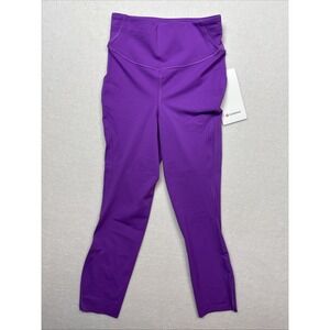 Lululemon Base Pace‎ HR Crop 23" Nulux Running Size 4 MONL Purple Run Yoga NWT